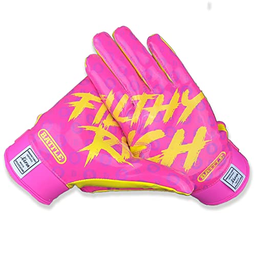 Filthy Rich Football Receiver Gloves for Adult & Youth (Lemonade, Large, Youth) 