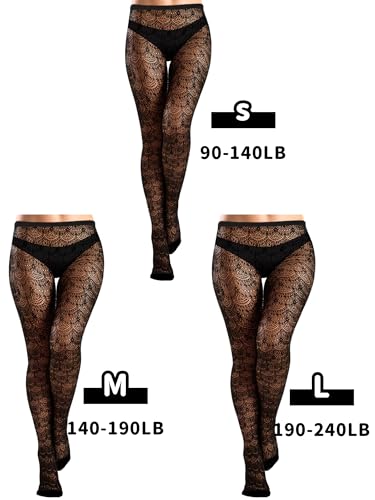 Image of Fourluoo 6 Pairs Women Fishnet Tights Lace Ripped Spider Web Fishnets Leggings Mesh Pantyhose Thigh High Stockings
