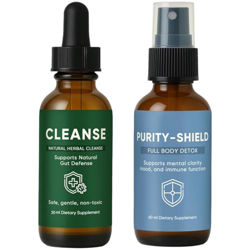 Gut Cleanse Dual-Bottle Wellness Routine with Black Walnut Hull+Wormwood+Barberry Root and Clove Safe Gentle Supports Digestive Health Non-GMO for Women & Men