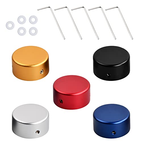 5 Piezas Tapa de Pie de Guitarra, Protección de Pedal de Guitarra con Tornillos y Almohadillas de Goma, 5 Colores Aleación de Aluminio Tapa de Pedal de Efectos para Guitarra Eléctrica