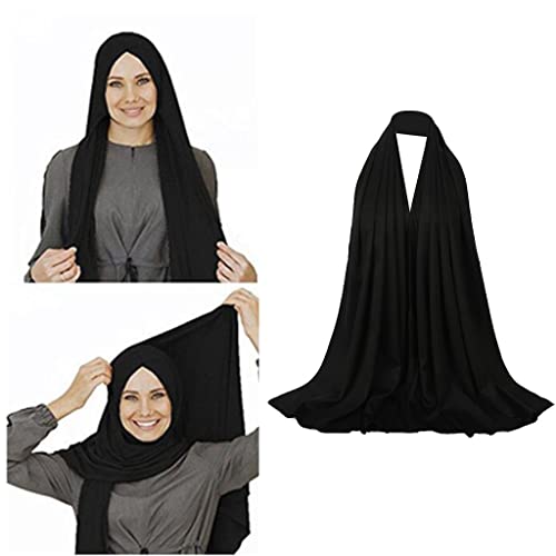 shamjina Lenço Muçulmano Lenço Na Cabeça Lenço Turbante Pashmina Boné, Preto