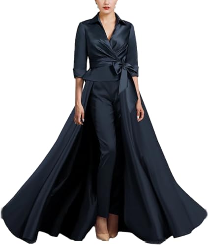 2 Piece Elegant Mother of the Bride Dress Ankle Length Shirt Collar Half Sleeve Formal Wedding Guest Dress Bow(s) 2025