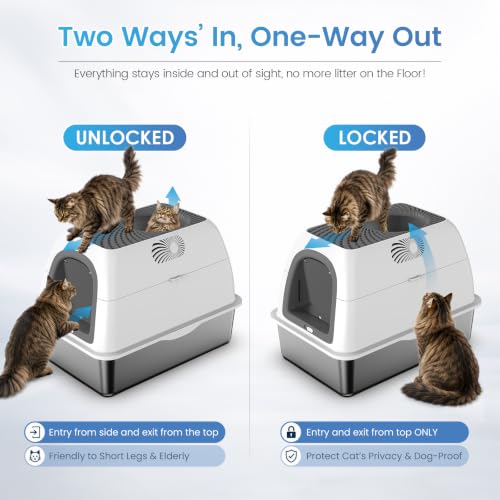Image of SuzziPaws Stainless Steel Litter Box Top-Entry Dog-Proof for Multi-Cats