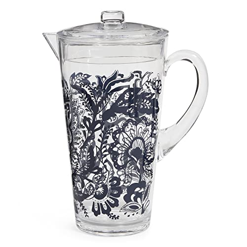 Vera Bradley Women's Indoor/Outdoor Acrylic Pitcher, Java Navy & White, One Size