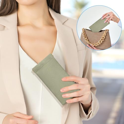Image of Sightor Sunglass Case, 2 Pcs Soft Eyeglass Cases for Women Portable Squeeze Top Leather Glasses Pouch