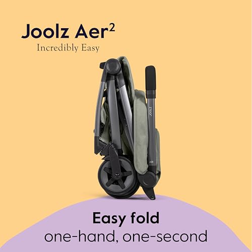 Image of Joolz Aer2 Lightweight Travel Stroller for Baby & Toddler - One-Hand Fold, Compact Carry-On Airplane Approved, Reclining Seat, UPF 50+ Canopy, Travel Pouch, Baby Net - Sage Green