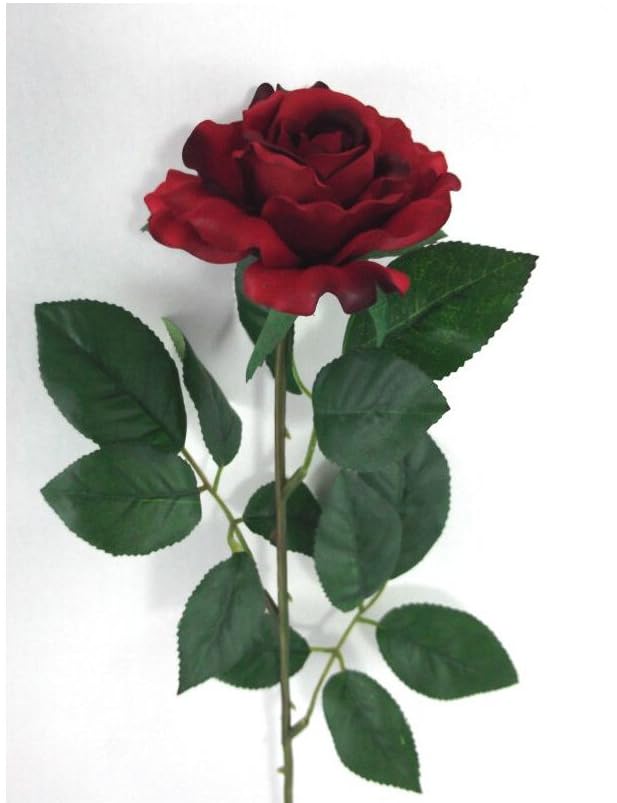 Artificial Silk Medium Rose single stem 65 cm, red, Medium by JustArtificial