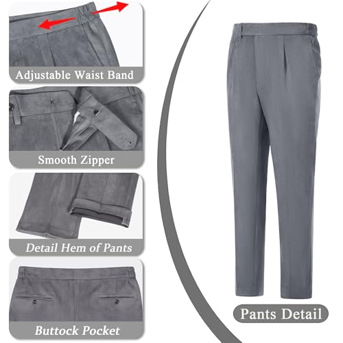 Mens Slim Fit Suits Formal Suede Suit for Men 2 Piece Wedding Prom Tuxedos Peak Lapel Business Party Suit Set4