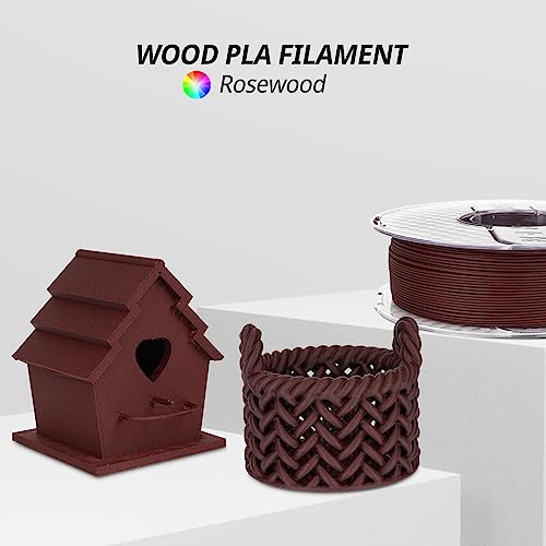 Image of AMOLEN PLA Filament 1.75mm Dry Rosewood 3D Printer Wood Filament Add 15% Real Wood Fiber, Matte and Frosted 3D Filament 1.75mm PLA Filament 3D Printing Filament, 1kg