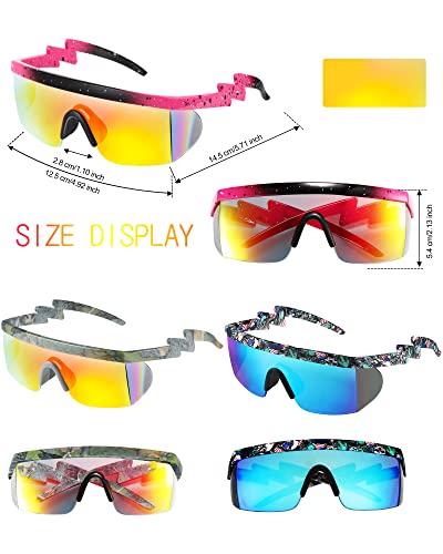 Image of Frienda 3 Pairs 80s Retro Sunglasses Semi Rimless Zigzag