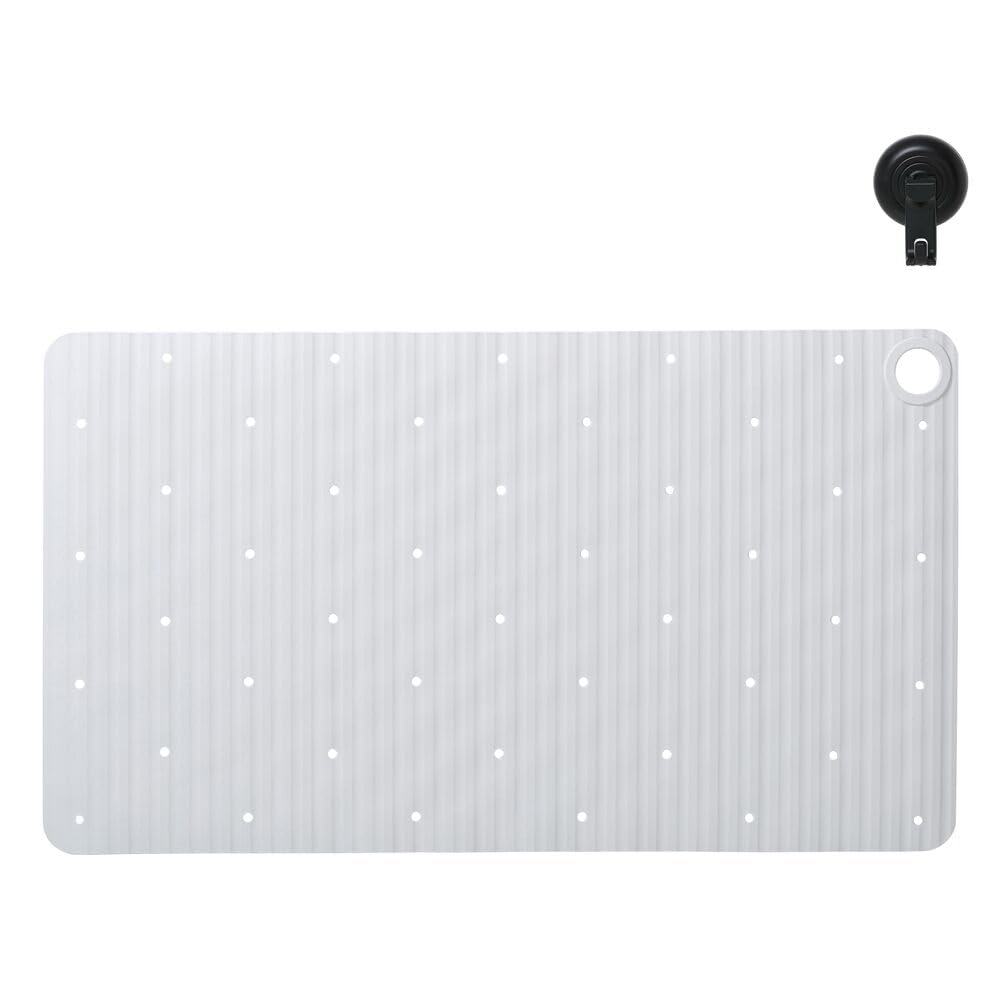Sealskin Ribb Non-Slip Bath Mat 40 x 70 cm White with Black Hook