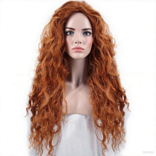 Perruque longue bouclée synthétique et naturelle avec 2 bonnets inclus pour femme