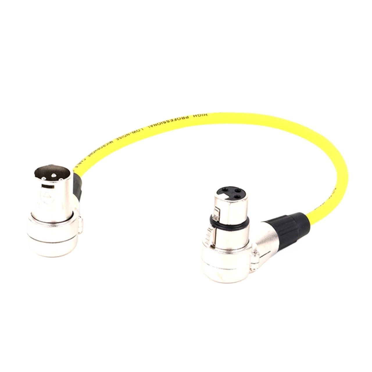 Symetryczny kabel XLR, wtyczka kątowa na gniazdo prostokątne, Pro 3-biegunowe złącze mikrofonowe 90 stopni do interfejsu audio lub miksera (żółty, 1 m)