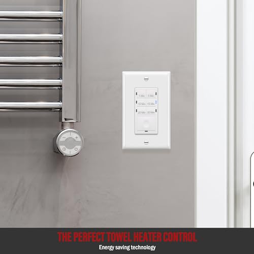 Image of Enerlites Bathroom Timer Countdown Switch, HET06A-R | in-Wall Electrical Timer for Fans, Electrical Outlets, Indoor and Outdoor Lights,with On /Off Switch | White (Pack of 40)