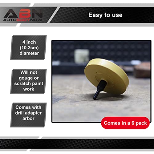 Image of ABN Rubber Eraser Wheel 4in Pad & Adapter 6-Pack - Pinstripe, Adhesive Remover, Vinyl Decal, Graphics Removal Tool