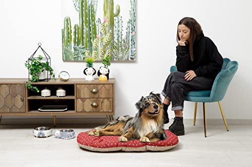 Baroni Home Hundekissen für große, mittelgroße Hunde oder Katzen, Hundebett gepolstert Hundematte, 62x100x9 cm - Doubleface, rot und weiße Herzen, XL
