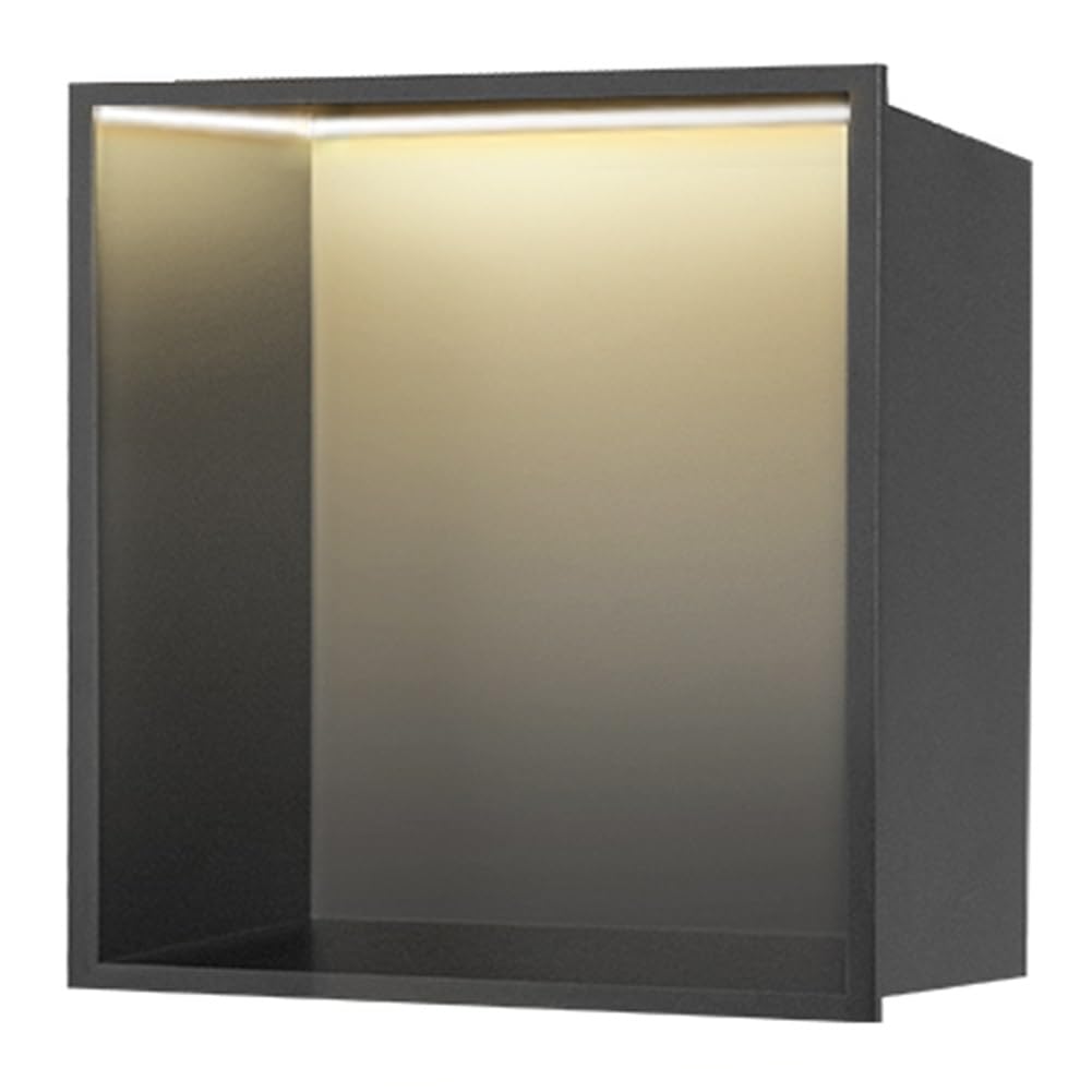 QUSYZD Stainless Steel Shower Nich, Waterproof Storage Bathroom Wall Insert Shelves, Recessed Shower Niche for Living Room Kitchen Bedroom Bathroom,Gold-90x28x12,Black-32x32x12.5cm/1.04x1.04x0.41ft