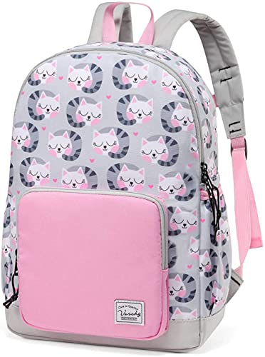 VASCHY Kinderrucksack Mädchen, Niedlich Wasserabweisend Vorschule Kinder Rucksack Kindergarten Kleinkind Schulrucksack mit Brustgurt Kätzchen