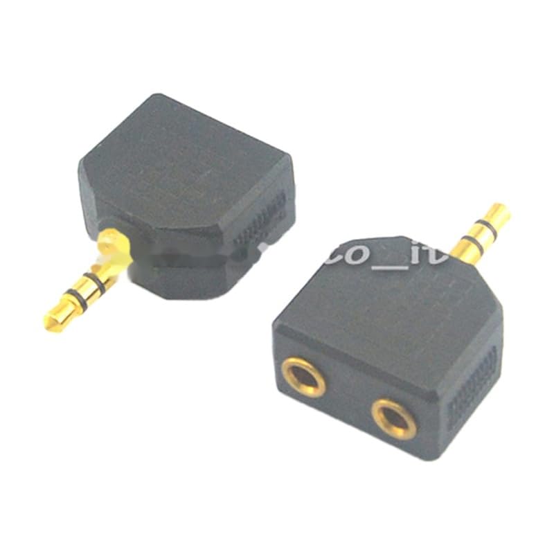 Audio-Kopfhörer-Splitter, 3,5 mm Stecker auf zwei Buchsen, Gold, Stereo, 3,5 mm, Schwarz, 100 Stück