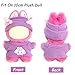 10cm Pin for Love Doll Clothes Set - Cozy Knitted Sweater & Ear Hat Outfit, Ropa para Designer Cute Clothing & Accessories for Mini 4 Inch 4.0 Series Plush Doll (Purple)