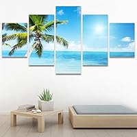 SIGNWIN 5 Panel Canvas Wall Art Modern Art Coastal Colorful Multicolor Photography Romantics Sunset for Home Decorations Ready to Hang - 60