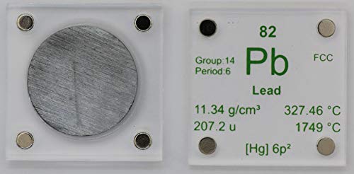 Image of Lead (Pb) 24.26mm Metal Disc with Acrylic Case for Collection or Experiments