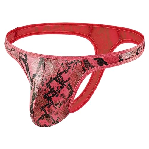 Ropa interior sexy para hombre, para uso diario, informal, con cremallera en estampado de serpiente, para todo el año, rojo, M