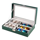 [TAPA DE VIDRIO] - Este organizador de gafas de sol y reloj tiene una tapa transparente, tendrá una visión amplia para encontrar su tesoro más favorable en segundos. mientras evita que los relojes y las gafas de sol se llenen de polvo.