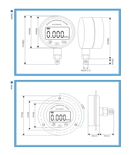 Manomètre de pression 0-0.4Mpa avec connecteur axial G 1/4 mâle pour circuit d'eau - 7