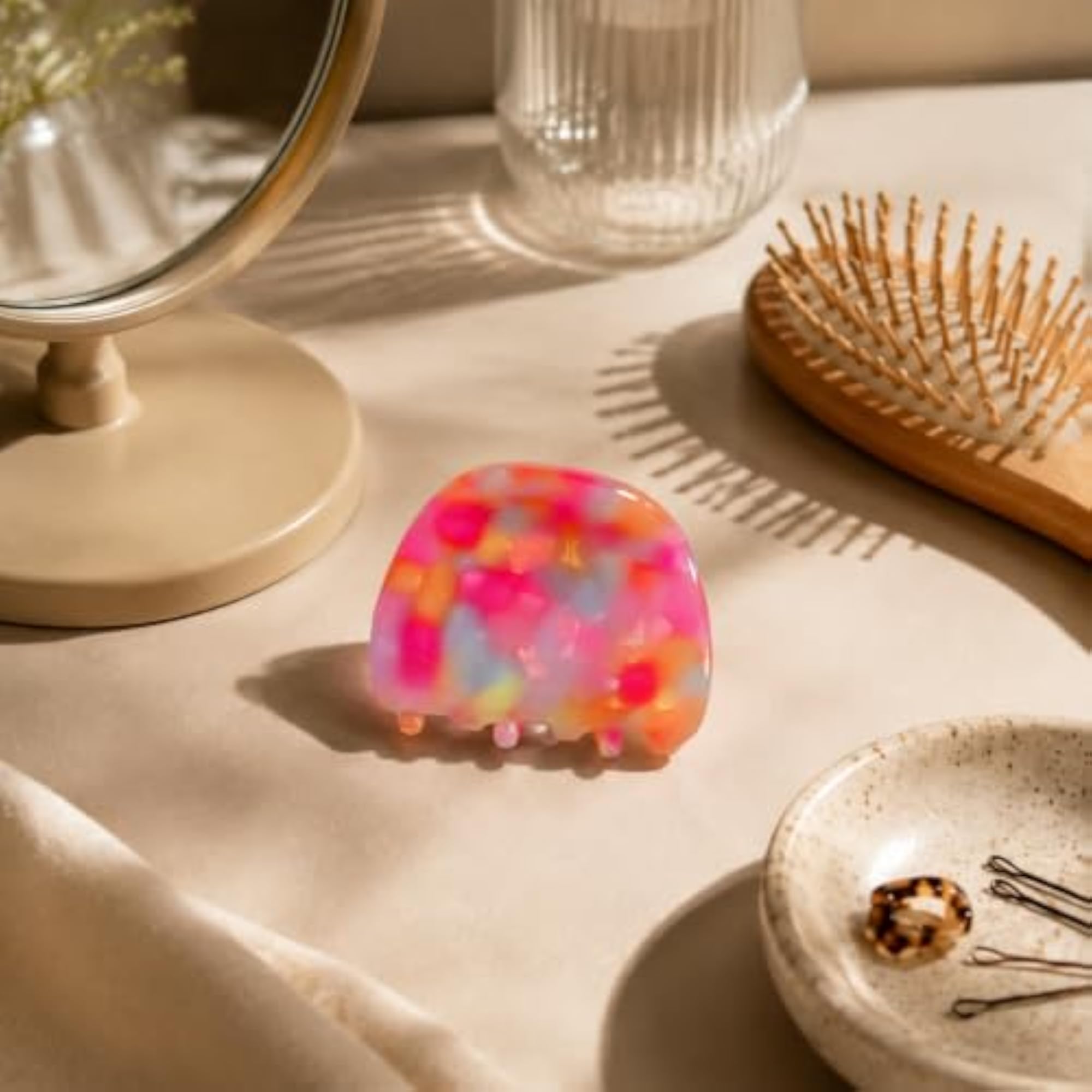 4pc Mini Polka Dot Acetate Hair Claw Clips for Women