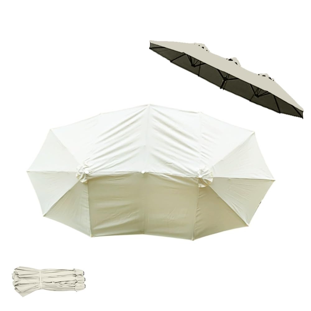Tessuto di Ricambio per Ombrellone 460x270cm Telo di Ricambio per Ombrellone Doppio, Copertura per Ombrellone Grande per Patio Giardino(Beige)