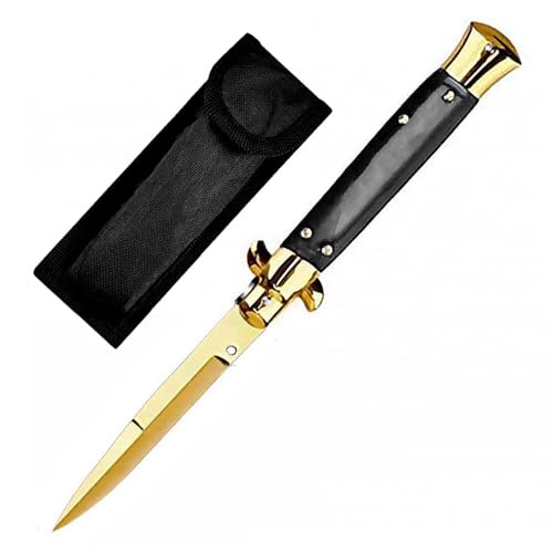Joa Slim gold Pocket Folding Knife AUS blade Sharp One-Handed Knife Outdoor EDC Messer survival Black for Camping Taschenmesser klappmesser stahl mit Scheide