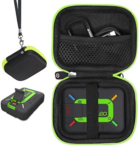GETGEAR Case For Zoleo Satellite Communicator,Designed Case With Size And Shape Matching,Black Case Contrasted With Green Zip,Gps