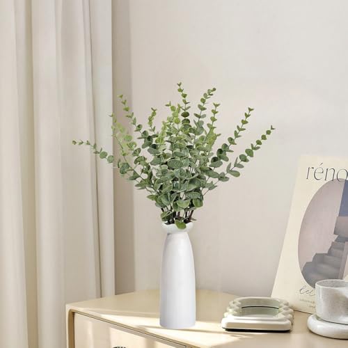 Artificial Plants Eucalyptus Branch in Ceramic Vase, 17.7” Fake Plant Greenery Stems Leaves Branches Faux Eucalyptus Stems for Home Office Farmhouse Wedding Table Centerpiece Décor - Image 5