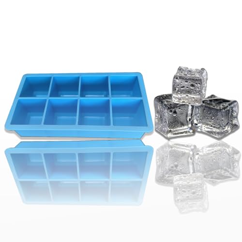 Moldes de silicona para hielo grande 8 cubos flexibles miniatura 1