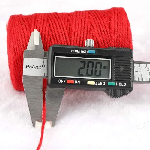 KINGLAKE Natural Jute Twine - 328 Feet, Durable Packing String, Arts & Crafts Gift Twine, Red