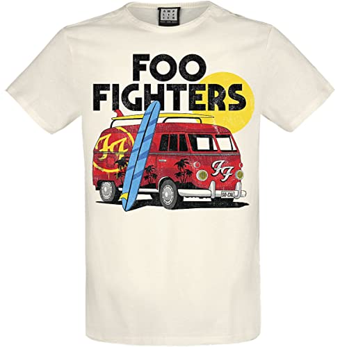 Foo Fighters Amplified Collection – Camper Van Homme T-Shirt Manches Courtes Blanc cassé - Les Beatles, Paul McCartney, John Lennon, RIngo Starr, George Harrison Foo Fighters Amplified Collection - Camper Van Homme T-Shirt Manches Courtes Blanc cassé