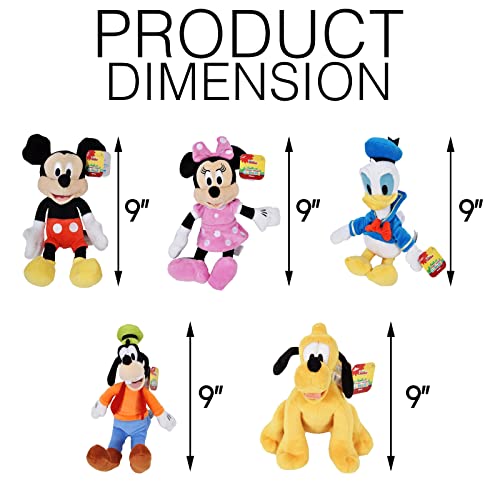 Disney 43227-1707 Gang 9 Inch Bean Plush Mickey Minnie Mouse Donald Pluto Goofy thumb #2