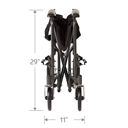 Medline Steel Transport Wheelchair, Folding Transport Chair With 8-Inch Wheels, Lightweight, Full Length Armrests And Swing Away Footrests, 19-Inch Wide Seat #TOP2