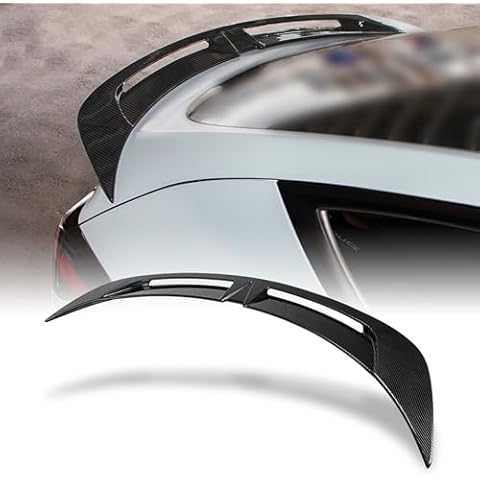 AeroBon Real Carbon Fiber Trunk Spoiler Compatible with 2020-2024 Tesla Model Y Spoiler (Turbo Style) Cover