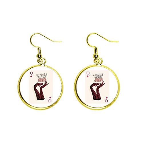 Pendientes de poker de la reina Q el regalo original para amantes de las cartas