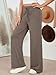 AUTOMET Women‘s Cozy Wide Leg Sweatpants, High Waist Pants for Yoga Lounge and Sleep, Soft Comfy Pants for All Seasons CoffeeGrey M