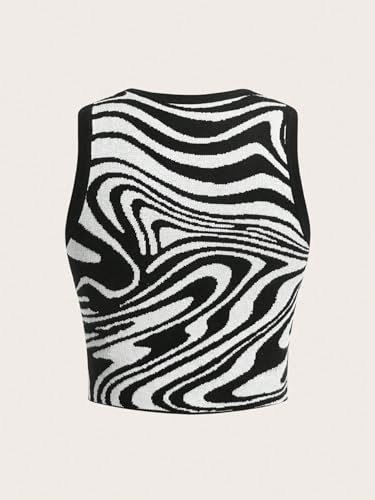 Floerns Women's Zebra Striped Print Crop Top Sleeveless Slim Fit Sweater Vest2