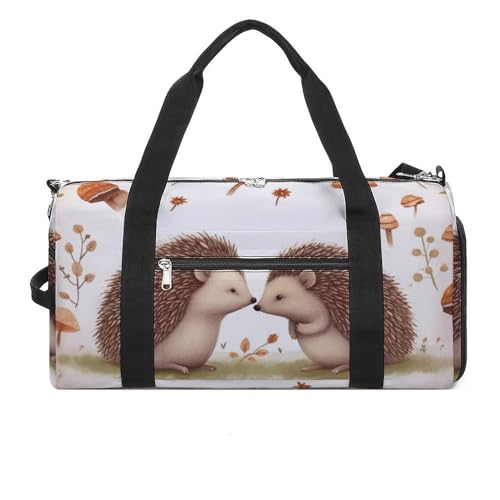 Mens Womens Gym Bag, Nature Lovely Hedgehog Lovers Print Duffle Bags,travel Gym Duffle Bag,garment Duffle Bag,gym Bag with Shoe Compartment