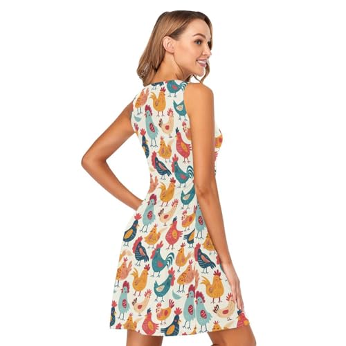 Image of ALAZA Women's Summer Dress Sun Dress Sleeveless with Pockets