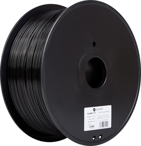 Polymaker Tough PC Filament 1.75mm Black Polycarbonate Filament 1.75mm 3kg Spool - PolyMax PC Filament 3D Printer Polycarbonate Filament PC Max Improved Polycarbonate, Tough & High Heat Resistance