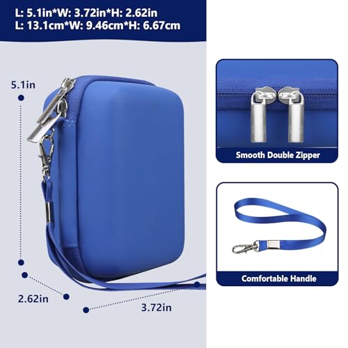 Image of Camera Case for Canon PowerShot ELPH 360 HS A, IXY 650 /ELPH 360 Camera Protective Case Storage Holder Travel Bag with Wrist Strap, Mesh Pocket for Battery Pack, USB Cable, Blue