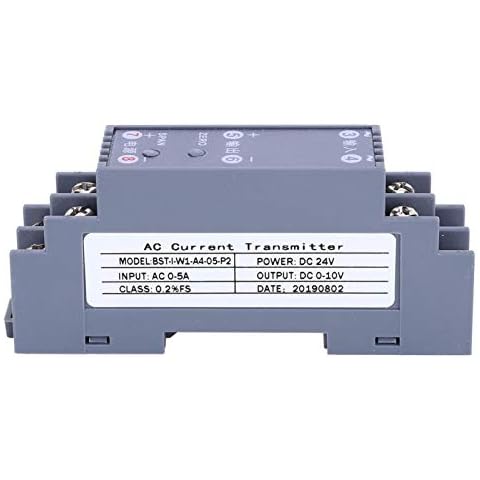 Wechselstromwandler, Wechselstrom 0-5A bis DC DC0-10V Ausgang Din-Rail 35 mm ABS-Schale, DC 24V Wechselstromsensor für Signalgeber Cover