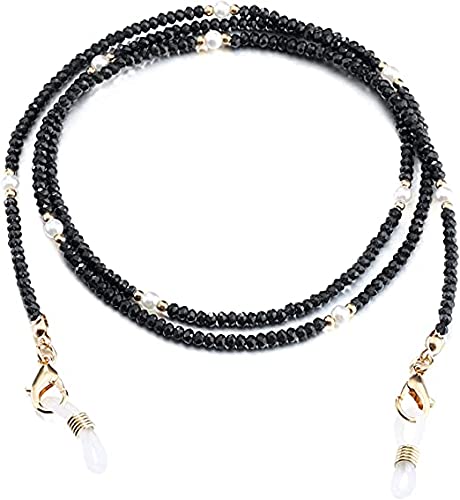 Black Crystal Bead and Pearl Eyeglasses Chain, Sunglasses Beaded Chain, Reading Glasses Holder,Lanyard for Face Mask, Sunglasses, Goggles For Unisex Color - Black-image-29