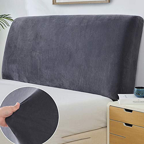 Bett Kopfteil Hussen Bettkopfteil Bezug Kopfteilbezug Staubdicht, Abdeckungen Für Schlafzimmer Plüsch Verdicken Elastische All-inclusive Bett Kopf Abdeckung,Black-King(200-220cm) Cover